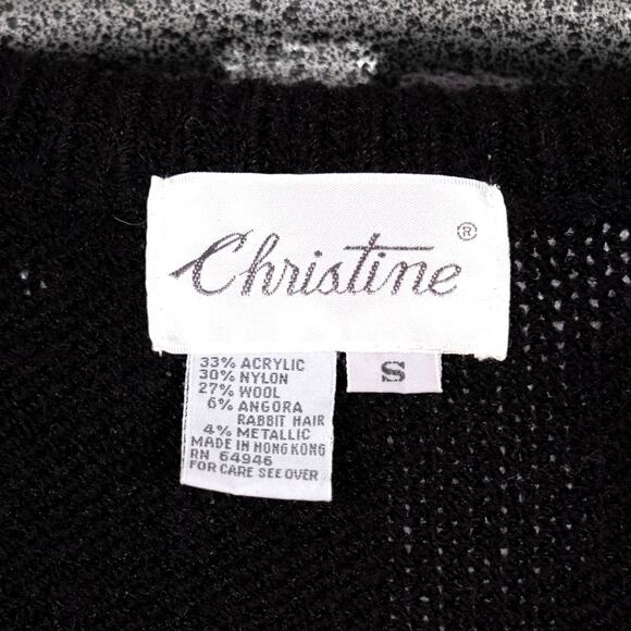 Vintage Wool Angora Blend Cardigan Sweater Beaded Rhinestone Accents Size SMALL - Picture 5 of 7